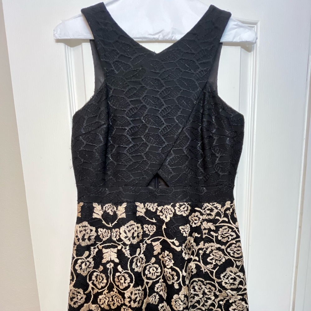 Elegant Black and Cream Floral Dress
